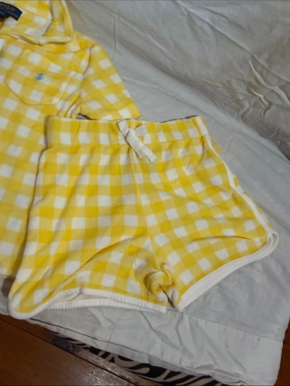 Ralph Lauren Yellow & White Gingham Polo Short Set